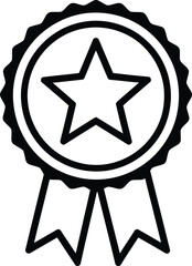 Simple outline star badge with ribbons for achievement and recognition