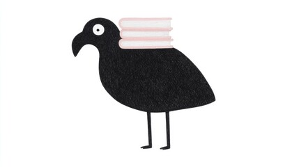Creative Illustration of a Black Bird with Books on Its Back
