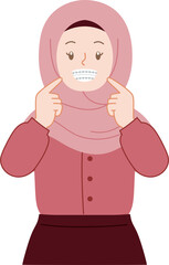 cute muslim hijab girl wearing brace smiling