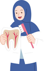 cute dentist explaining about oral care and hygine