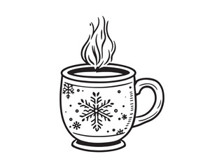 Cozy winter mug steaming hot beverage