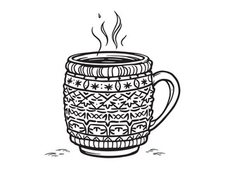 Cozy winter mug with warm drink