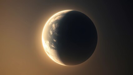 A breathtaking view of a distant exoplanet with swirling clouds and a radiant golden atmosphere, evoking a sense of wonder and exploration of the cosmos and its mysteries