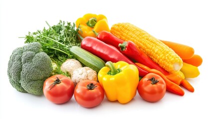 Fresh and Colorful Vegetables on White Background for Healthy Cooking