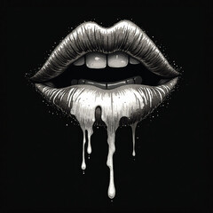 Black mouth, mouth, black and white mouth, teeth, tongue, lips, organs Generative AI