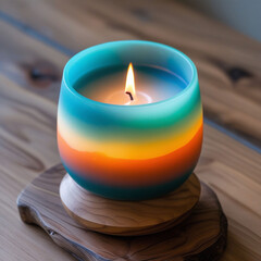 Candles, colored candles, rainbow candles, brightness, candlelight, flames Generative AI