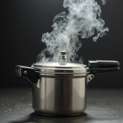 Cooking pots, cooking pots, rice cookers, smoke rising from pots, food smoke, kitchen appliances Generative AI