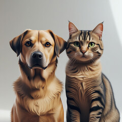 Dog, cat, animal, domestic pet, brown dog, orange cat Generative AI