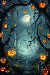 halloween background with pumpkins