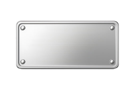 Silver Car Plate Template in 3D Style Isolated on a Transparent Background