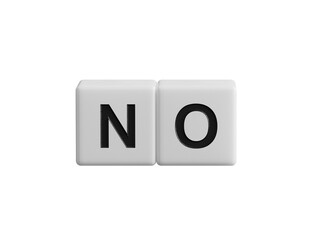 wooden cubes with text no. Negative answer concept. No risk, no violence or no discrimination concept.Supports PNG files with transparent backgrounds.