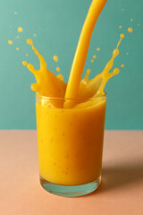 orange juice splash in a glass