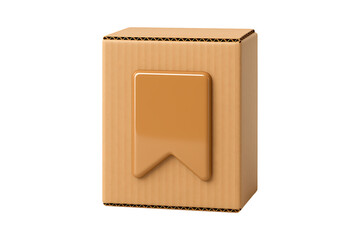 3D Delivery Container Cube Featuring Emblem Panel Isolated on a Transparent Background