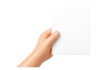 3D Hand Presenting Blank Business Card Isolated on a Transparent Background