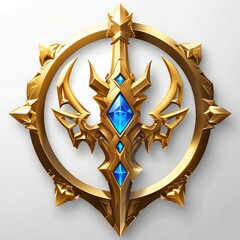 Clipart of a gold fantasy game icon on white background