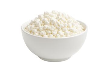 Fresh Dairy Curd in White Bowl 3D Render Isolated on a Transparent Background
