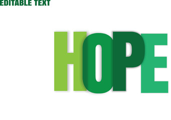 The word hope appears in staggered green hues on a clean white backdrop