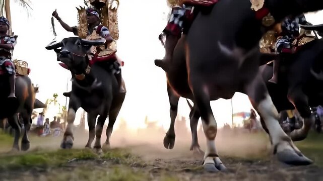 Water Buffalo Race: Riders in Traditional Attire