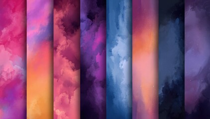 Abstract multicolored textured vertical panels