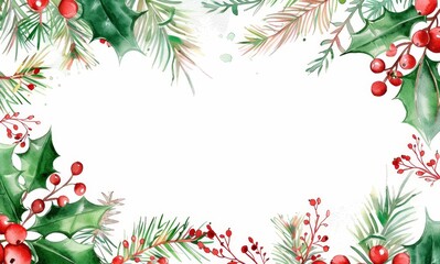 christmas frame with holly