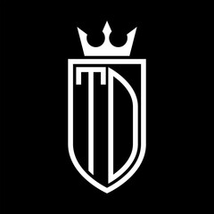 TD Vector logo of initials shield with crown and minimalist, elegant style