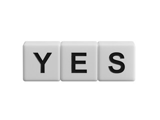 The word Yes written in black letters on wooden blocks. Message spells Yes. Business, motivation and education concept.Supports PNG files with transparent backgrounds.
