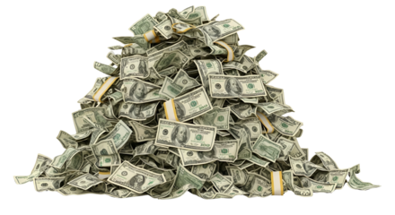 Pile of money with hundred dollar bills isolated PNG with Transparent Background