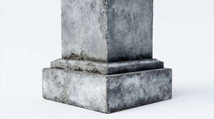 Close-up view of an aged granite column base, showcasing its detailed texture and weathered stone appearance.