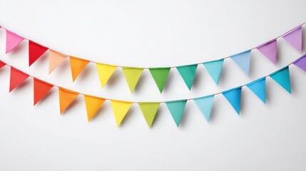 Obraz premium Colorful party bunting decorates a plain background, perfect for celebrations and joyful gatherings.