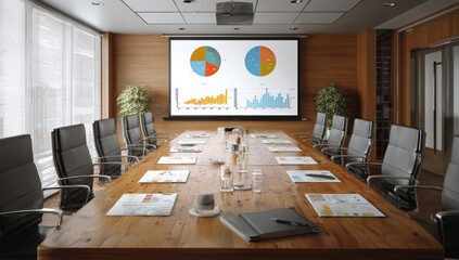 Modern conference room with presentation