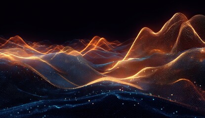 Abstract digital landscape of glowing, interconnected particles