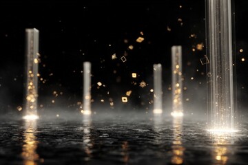 Abstract futuristic pillars, light show