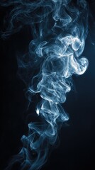 Abstract Blue Smoke Swirls on Black Background