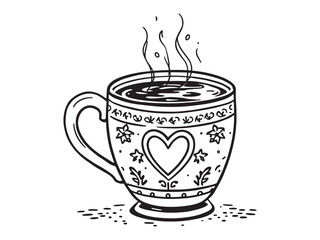 Cozy winter mug filled with cocoa