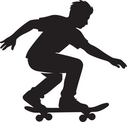 Silhouette vector of a skateboarder performing tricks, ideal for extreme sports and urban designs.