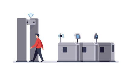 Modern security gate with facial recognition and contactless access control