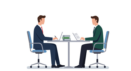 Business meeting concept with two professionals working at a table