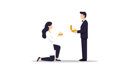 Role reversal proposal: man receiving ring in modern engagement scene