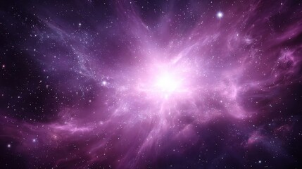 Fototapeta premium Cosmic Nebula Burst: Vibrant Deep Space Galaxy with Stars and Purple Hues for Sci-Fi Backgrounds