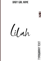 Lilah   -Girl Name Minimal Elegant Cursive Typography Vector Art