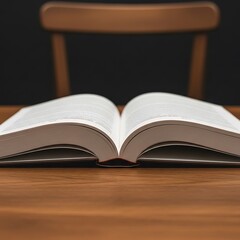 Open Book on Wooden Table.
