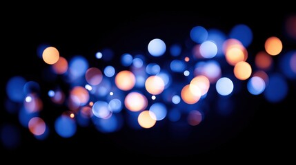 Fototapeta premium Abstract Festive Bokeh Background with Orange and Blue Lights Against Dark Backdrop for Celebrations