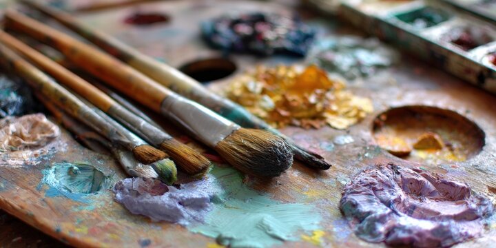 Artist's Palette with Paintbrushes