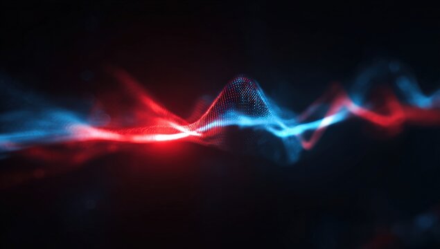 Abstract digital wave form with vibrant color interplay