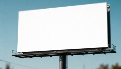 Fototapeta premium Blank Billboard Mockup Against Clear Blue Sky for Outdoor Advertising Campaign and Commercial Promotions