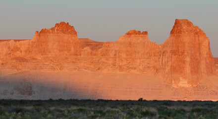 Sunset lights on the rocks of Bozjyra, Mangystau