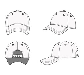 white caps set for mockup