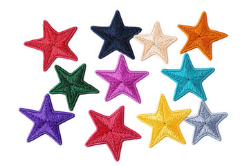 A collection of colorful star shapes isolated on transparent background