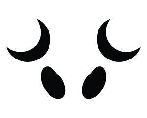 Vector illustration of a bull cow and black cat with moon and crescent elements