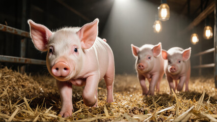 Fresh feed layered on straw symbolizes health and growth. Ideal for stories on ethical animal husbandry.